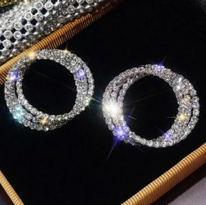 New Trendy Three Circles Silver Earrings